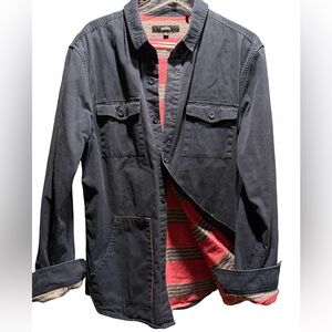 Banks Journal-Men's Black Military Field Jacket Blue with red stripe lining
